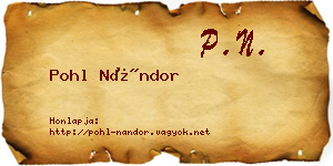 Pohl Nándor névjegykártya